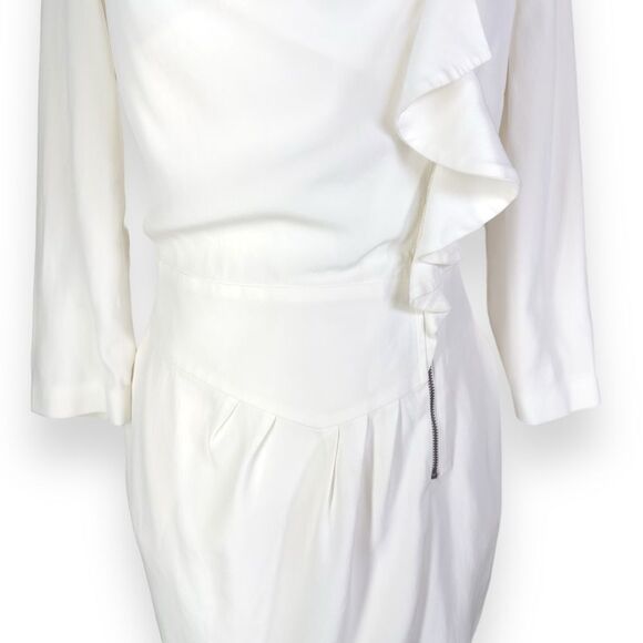 REISS Nanette Zip Frill Midi Dress Kate Middleton Engagement Ruffle Wrap Classic - Picture 9 of 16